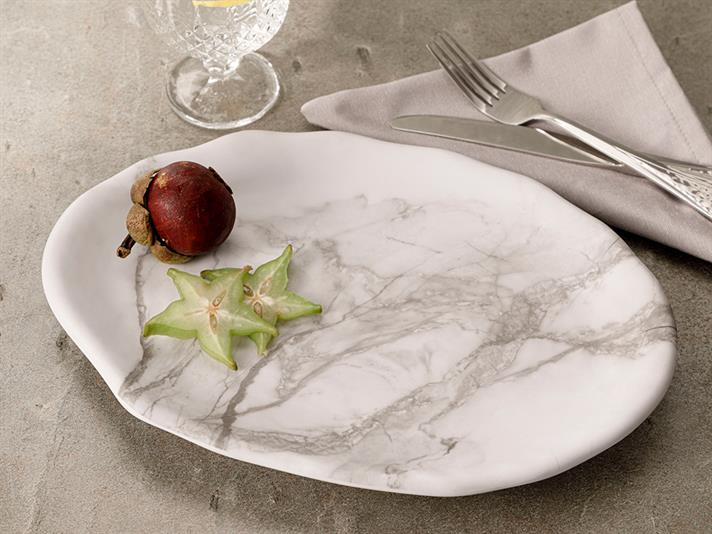 Girdwood Melamine Oval Service Plate White-Gray