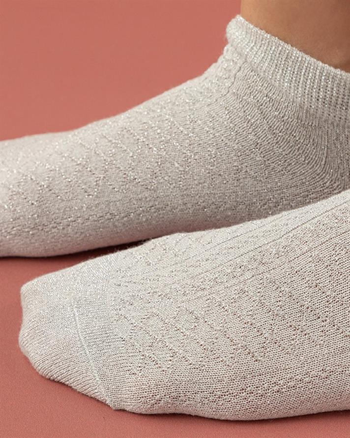 Glam Silvery Women Ankle Socks 36-40 Silver
