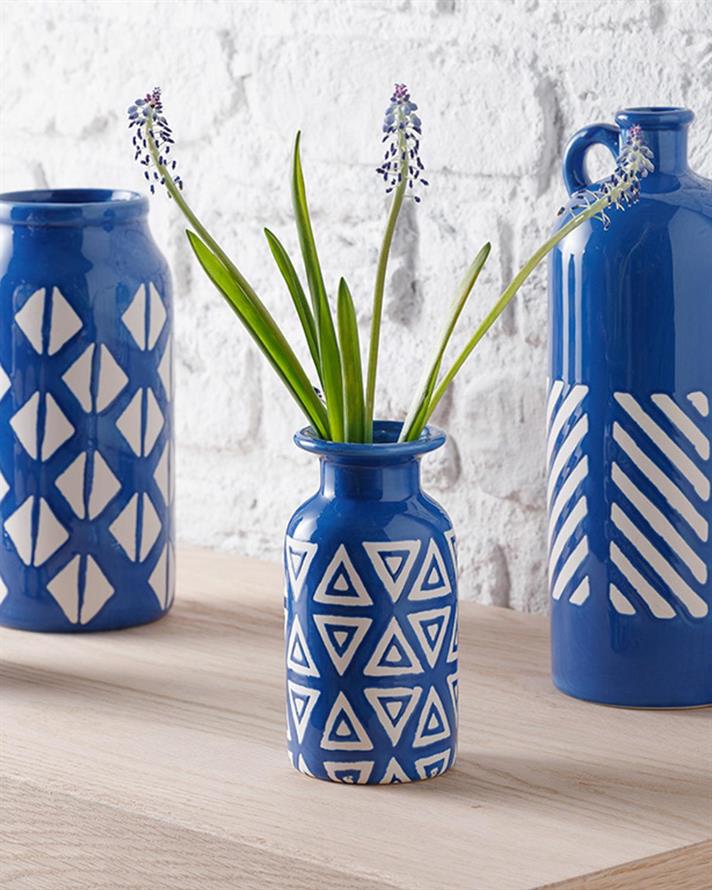 Glam Dots Vase 7.3x7.3x23 cm Dark Blue