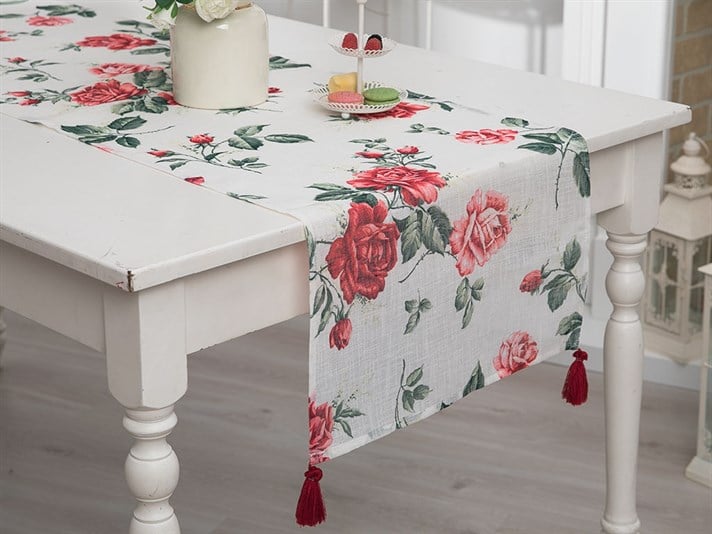 Glam Rose Printed Runner 40x140 cm Ecru