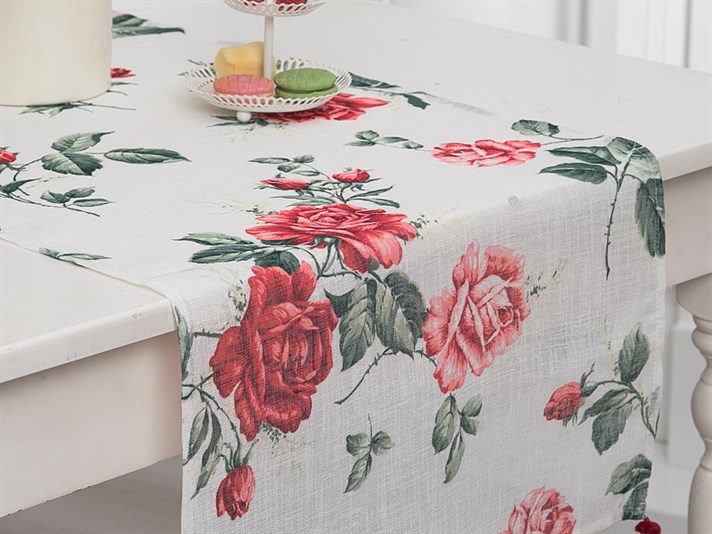 Glam Rose Printed Runner 40x140 cm Ecru