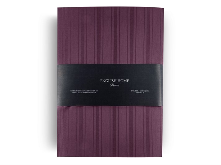 Glam Stripe  Saten din bumbac cu dungi Double Person  SET LENJERIE DE PAT 200x220 cm Damson