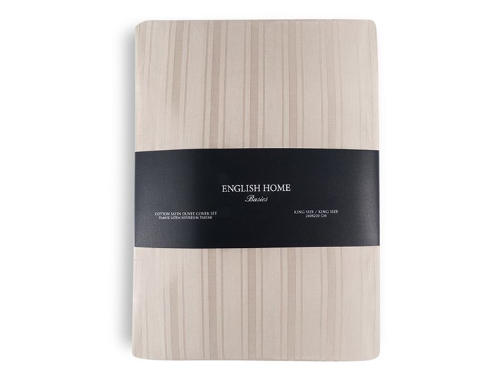 Glam Stripe Bumbac Satinat Cu Dungi Double Set Lenjerie De Pat 200x220 cm Piatră Deschisă