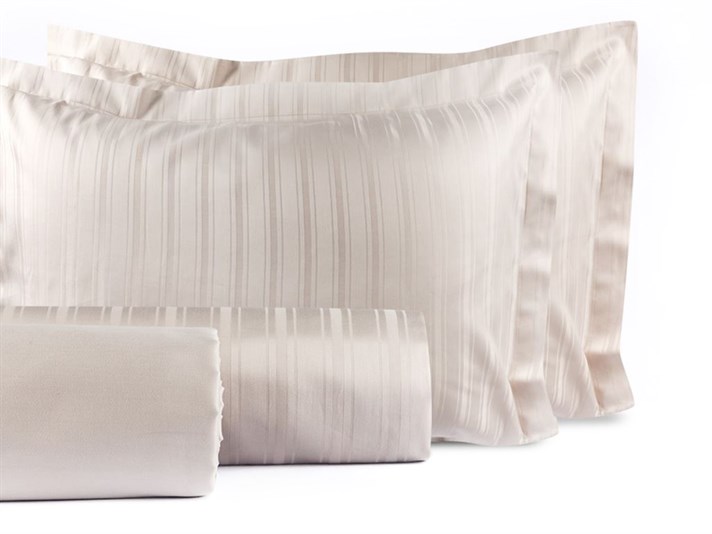 Glam Stripe Bumbac Satinat Cu Dungi Double Set Lenjerie De Pat 200x220 cm Piatră Deschisă