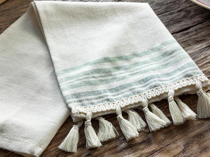 Gland Cotton Fringed Drying Cloth 30x50 cm Green