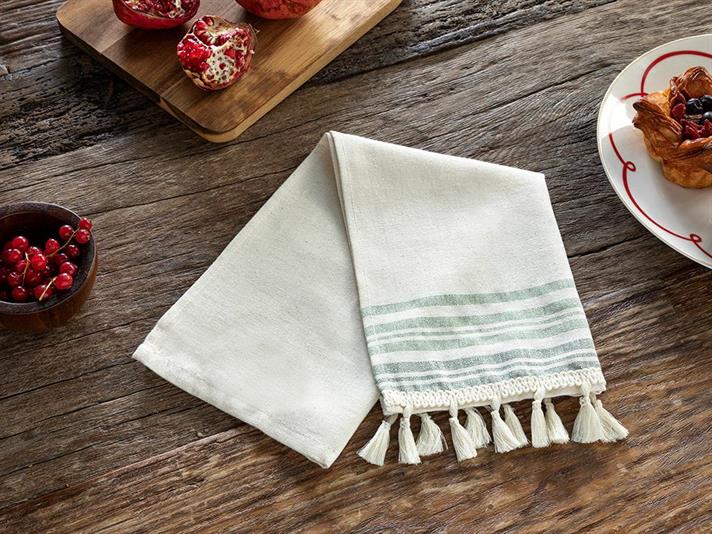 Gland Cotton Fringed Drying Cloth 30x50 cm Green