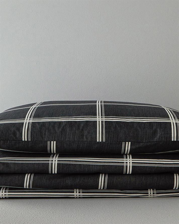 Glen, Set husă de pilotă cu față de pernă, pentru o persoană, bumbac-poliester, 160x220 cm/ 50x70 cm, antracit