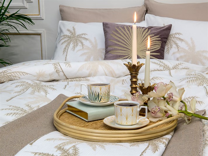 Glitter Palm Cottony  King Size  SET LENJERIE DE PAT 240x220 cm Beige