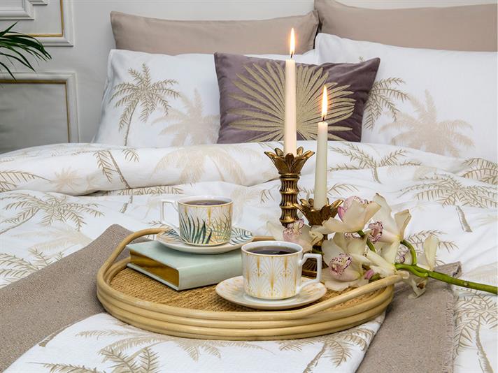Glitter Palm Cottony For One Person  SET LENJERIE DE PAT 160x220 cm Beige