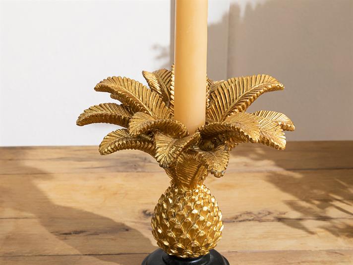 Suport lumânare, Glitter Palm, polirăsină, 15x15x14,5 cm, auriu