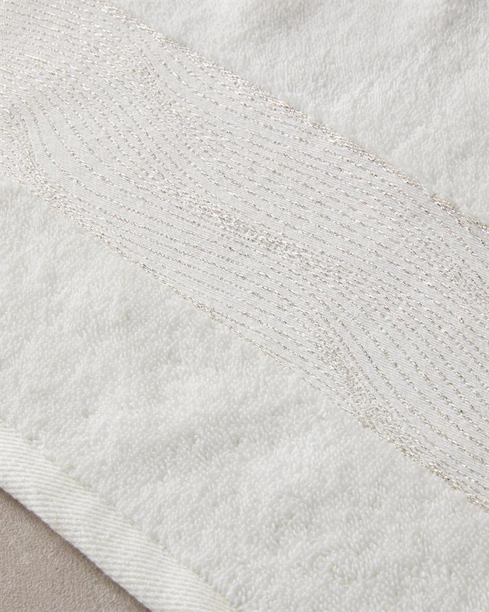 Glitter Wave Cu Bumbac Cu Sclipici Set De Prosoape De Față 30x45+50x80 cm Ecru