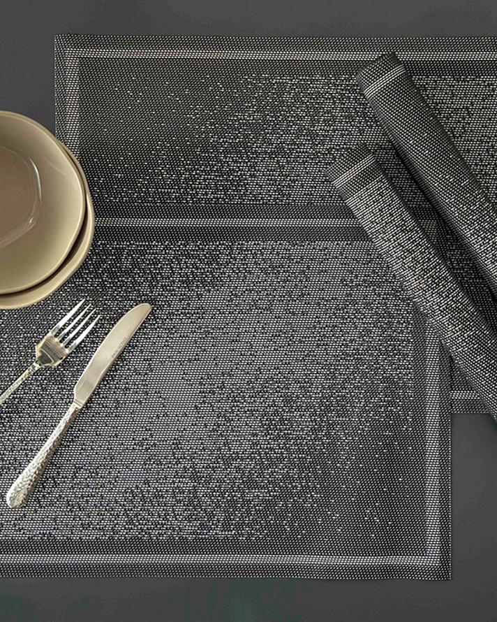 Glitz PVC Cu 4 Piese Placemat Masă 30x45 cm Antracit