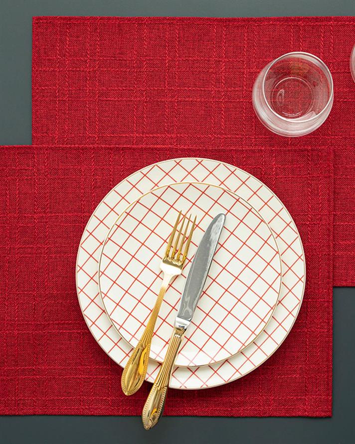 Glitz Polyestere 2 Set Place Mat 30x45 cm Red