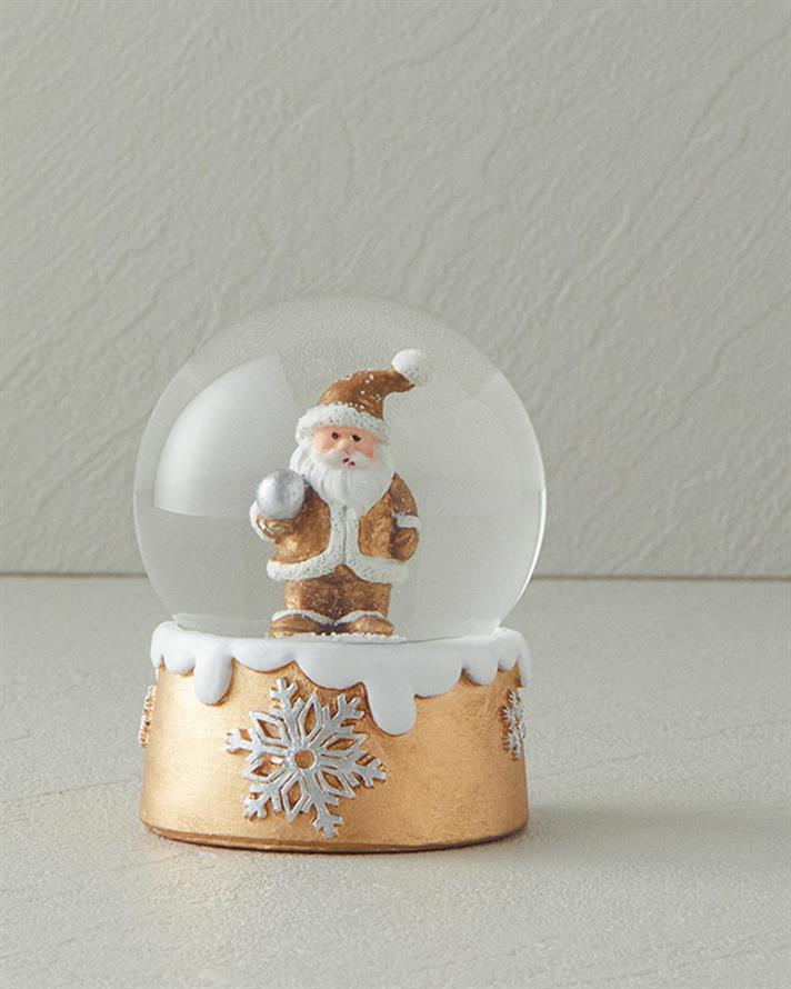Glob de zăpadă, Santa, polirăsină, 6,6x6,6x8,5 cm, auriu