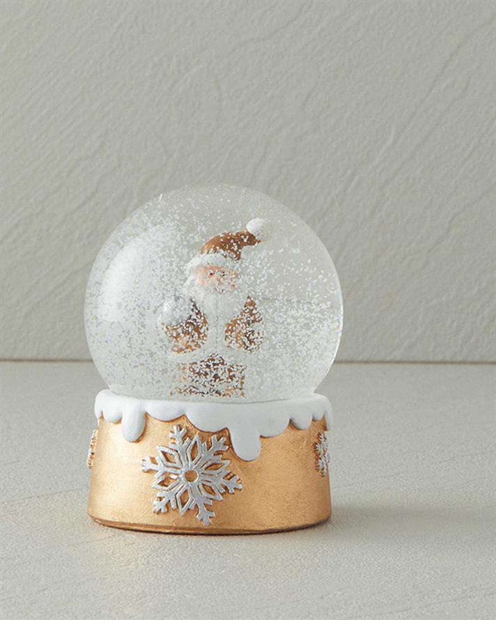 Glob de zăpadă, Santa, polirăsină, 6,6x6,6x8,5 cm, auriu