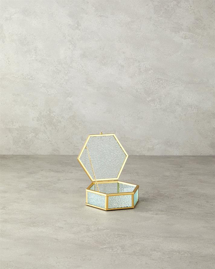 lucios Sticlă Cutie Decorativă 14x13x4,5 cm Roz pal