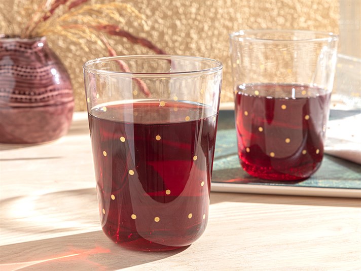 Gold Dots Glass 3 pcs Glass 250 ml Gold
