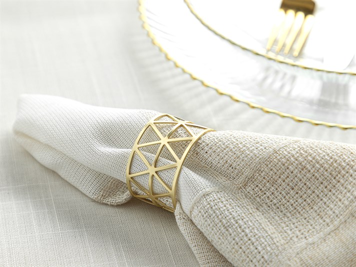 Gold Jewels Metal 4 Set Napkin Ring 4 cm Gold