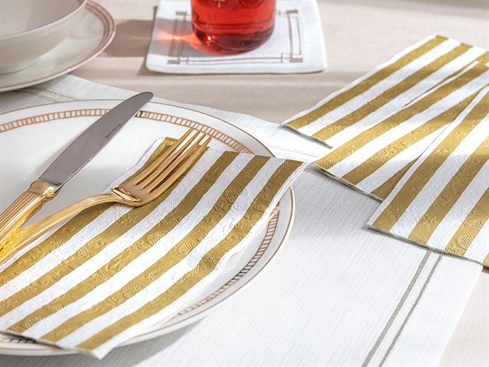 Gold Striped Paper 20 Set Tissue Napkin 33x40