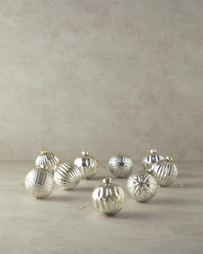 Gold Winter, Set 9 globuri de Crăciun, sticlă, 8 cm, auriu