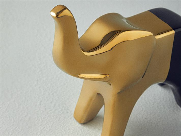 Figurină decorativă, Goldie Elephant, ceramică, 20,5x7x20,5 cm, auriu