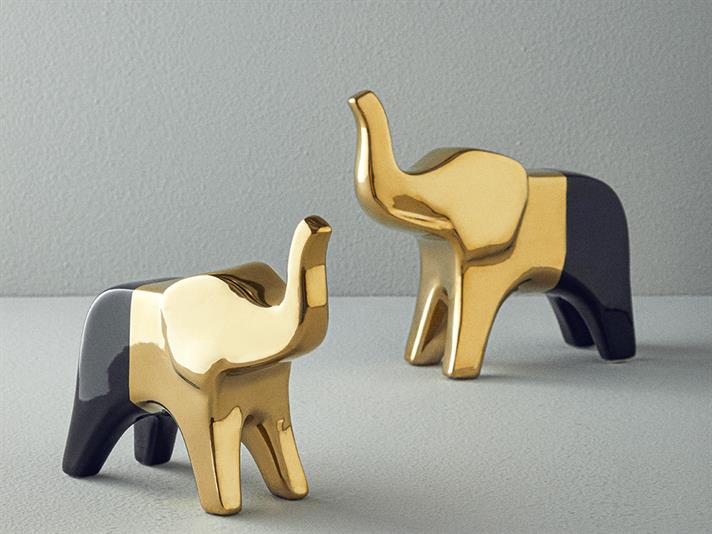 Figurină decorativă, Goldie Elephant, ceramică, 20,5x7x20,5 cm, auriu