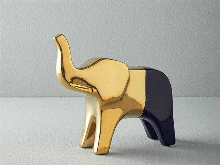 Figurină decorativă, Goldie Elephant, ceramică, 20,5x7x20,5 cm, auriu