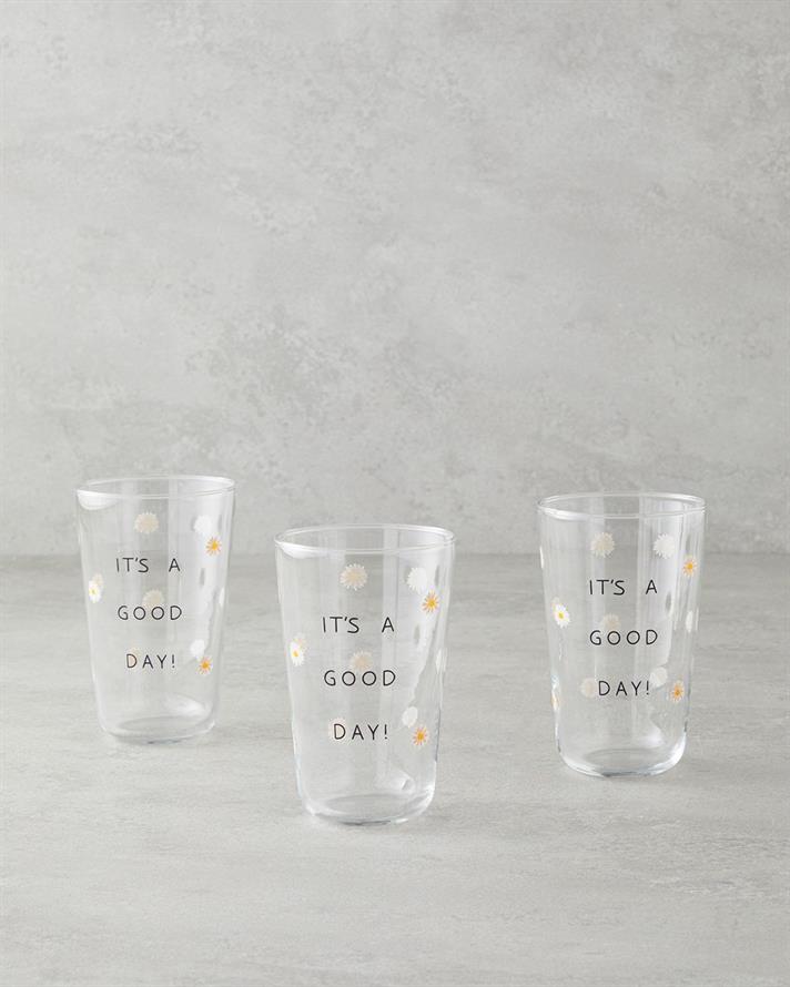 Good Day Sticlă Cu 3 Piese Pahar 400 ml Alb