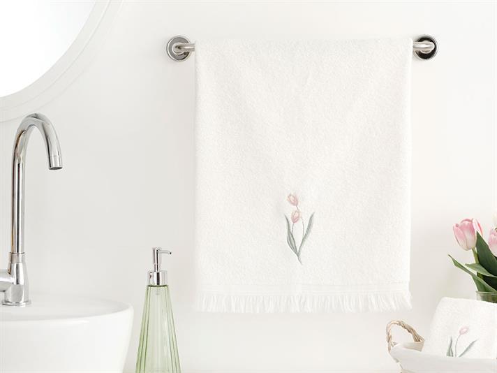 Prosop de fata, Tulip Garden, bumbac, 50x76 cm, ecru