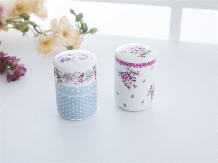 Cottage Garden New Bone China 2 pcs Salt And Pepper Shak Pink