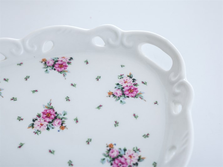 Cottage Garden New Bone China Tray 38 cm Pink