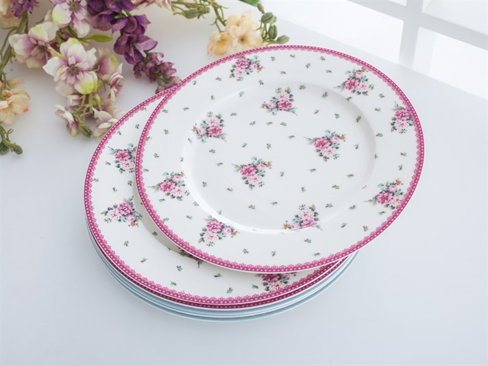 Cottage Garden New Bone China 6 pcs Service Plate 26 cm Pink