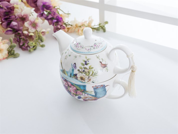 Flower Garden Porcelain Pot Set Blue