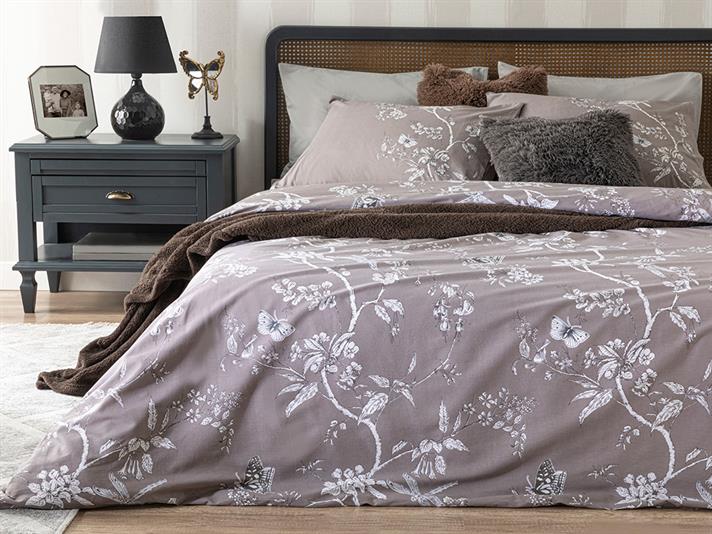 Grădină secretă Cu Bumbac Single Set Lenjerie De Pat 160x220 cm Maro