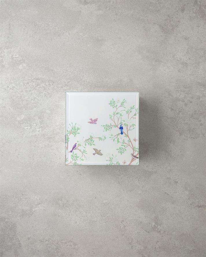Grădina Sakura Sticlă Cutie Decorativă 12x12x5,3 cm Cremă.