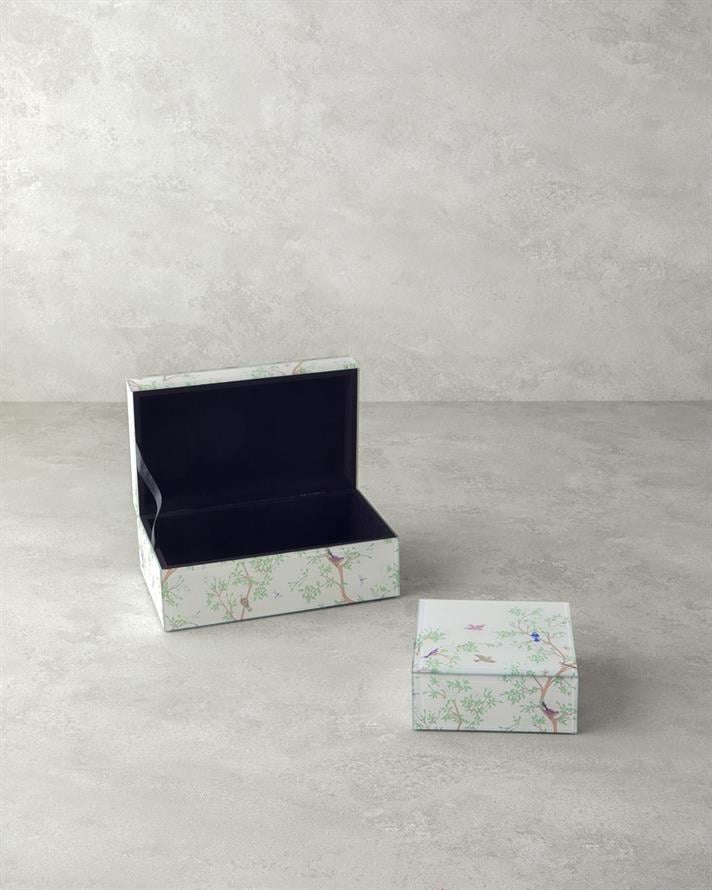 Grădina Sakura Sticlă Cutie Decorativă 12x12x5,3 cm Cremă.