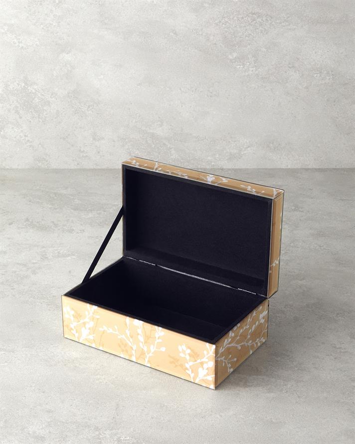 Grădina Sakura Sticlă Cutie Decorativă 21x13x8,5 cm Bej