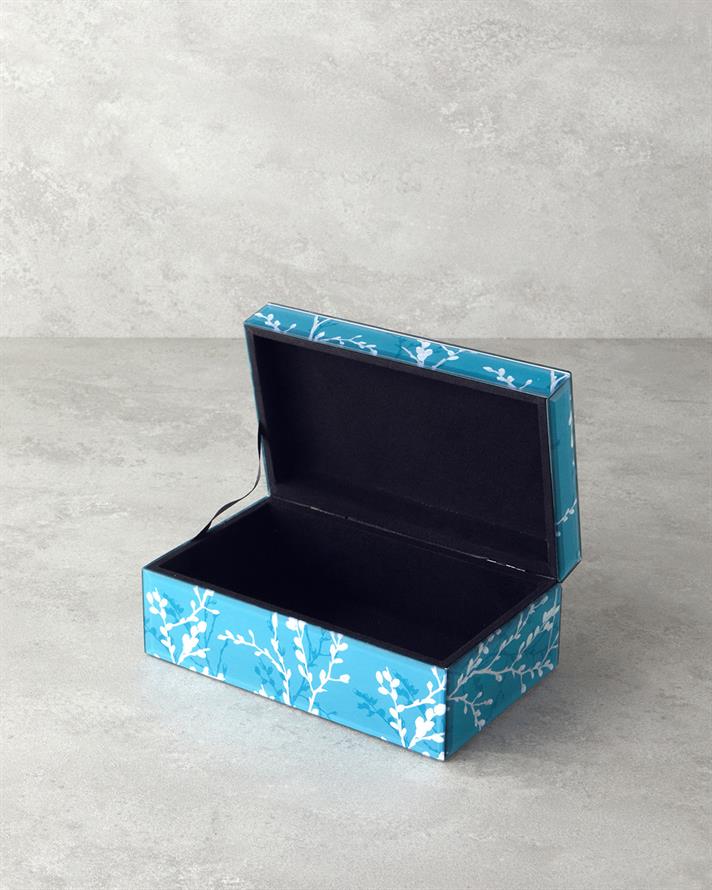 Grădina Sakura Sticlă Cutie Decorativă 21x13x8,5 cm Albastru deschis