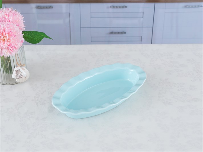 Grace Ceramică  Oval  VAS PENTRU CUPTOR 33 cm Ecru-Mentă