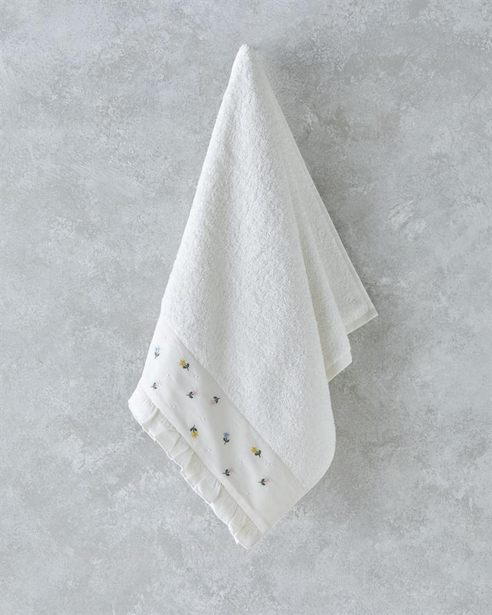 Gradina florala Bumbac Brodat Prosop De Față 50x80 cm Ecru