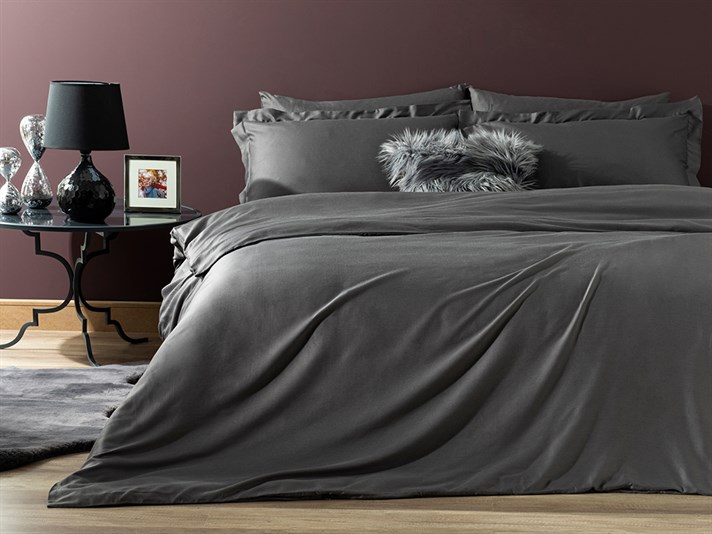 Grandeur  Saten bambus  Super King  SET LENJERIE DE PAT 260x220 cm Anthracite