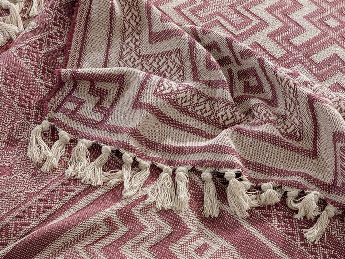 Cheie grecească Țesătură Jacquard Double Set Cuverturi Pat 240x260 cm mov