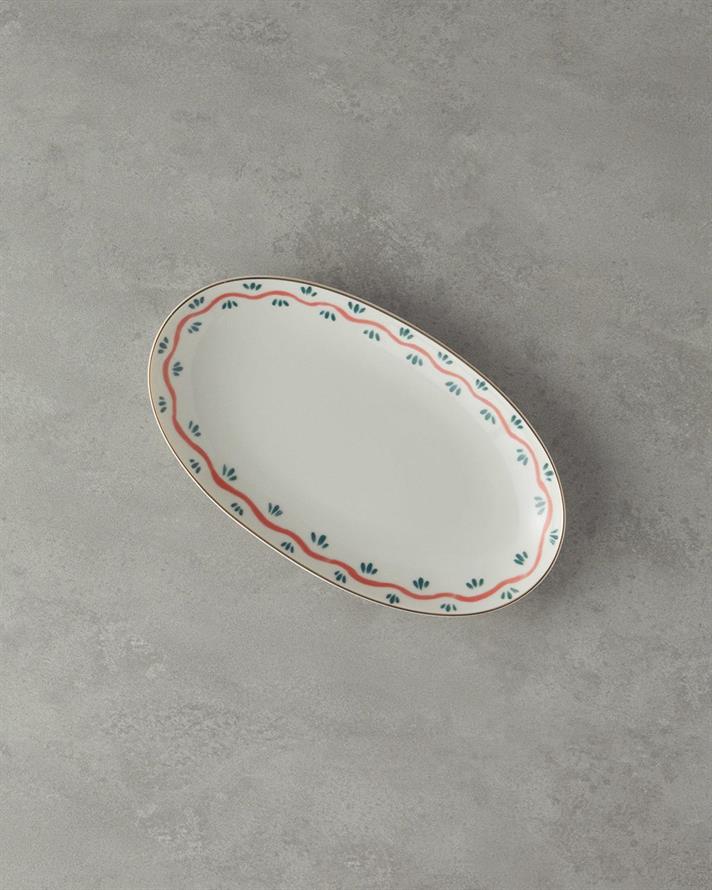 Green Carny Porțelan Bone Farfurie Alungită 30 cm Portocaliu - Verde