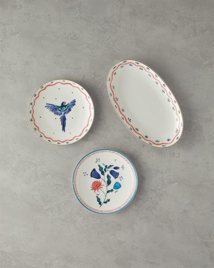 Green Carny Porțelan Bone Farfurie Alungită 30 cm Portocaliu - Verde