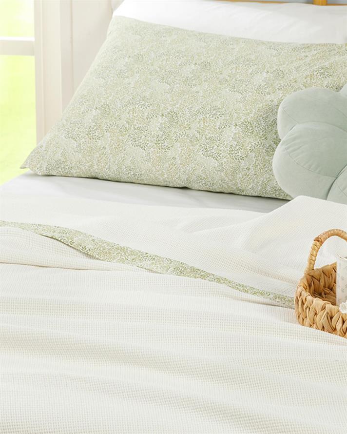 Greens Cu Bandă De Îmbinare Double Set Pătură De Vară 200x220 cm Alb Spart