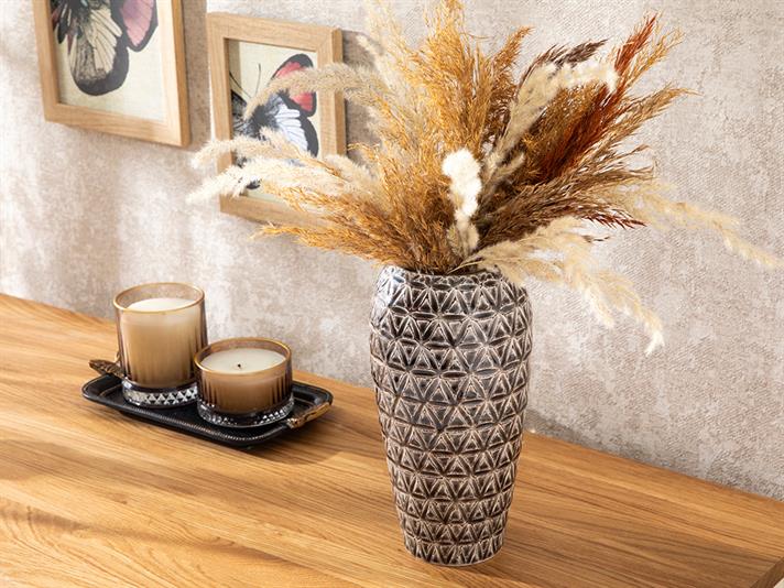 Vază, Greta, ceramică, 12,5x12,5x24 cm, maro