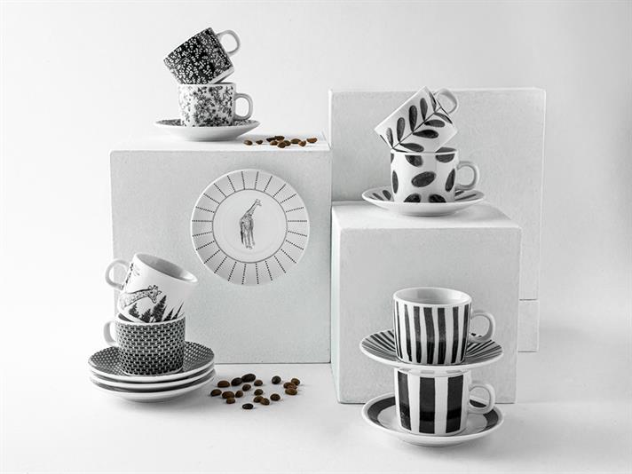Gusto Porcelain 4 Parça 2 Kişilik Coffee Cup Set 80 ml Black-White