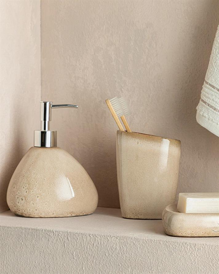 Gusto Set De Baie Set De Baie Cu 3 Piese, Dolomită, 10*10*16-8*8*11-11*11*3, Gri Deschis