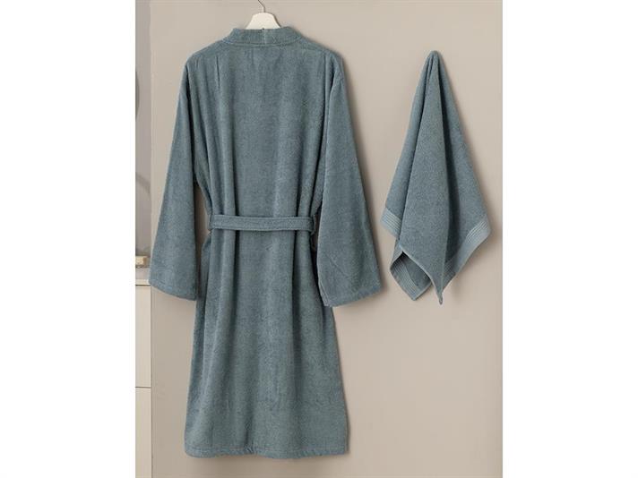 Halat de baie, Plain, bumbac, L-XL, albastru indigo