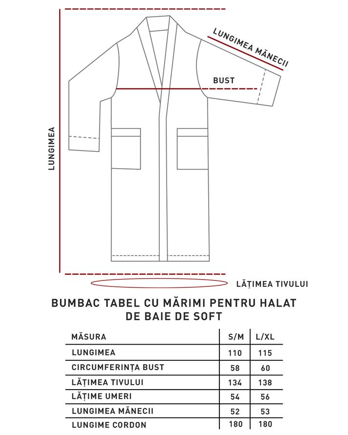 Halat de baie, Soft, bumbac, L-XL, deschis bleu